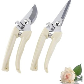 WUWYOUWL 2 Pack Flower Scissors Set, Stainless Steel Floral Design Supplies Tools Hand Pruners Plant Shears Powerful Trimmer Applied to Flowers, Branches and Leaves
