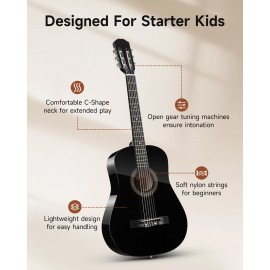 Moukey 38" Acoustic Guitar Dreadnought Beginner Bundle With Strap Bag Tuner Pick