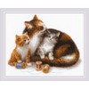 Riolis 1811 Cat with Kitten Counted Cross Stitch Kit, Cotton,