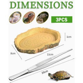 JEXOWIQ 2 x Turtle Accessories, Water Bowl, Pet Bowl, Terrarium, Flat Water Basin, Bowls for Reptiles & Amphibians, Terrarium Drinking Bowl, Water Bowl, Bowl, Accessories for Snake, Turtle, Gecko