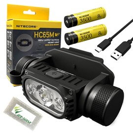 Nitecore HC65M V2 NVG Mountable Helmet Light -1750 Lumens w/EXTRA NL1835HP, Eco- Sensa USB-C Cable & Battery Case Included