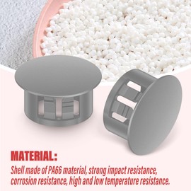 QCDENG 100PCS 5/8" Grey Plastic Plugs Hole, Round PA66 Plug Furniture Hole Decorative Cover