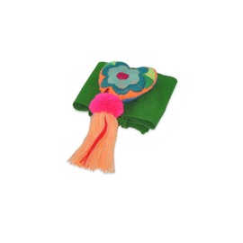 Floral Embroidered Green Belt with Tassels, Mexican Style, Women's Fashion Accessory