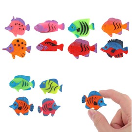 12 Pcs Tropical Fish Toys, Mini Plastic Fish Toys, Goldfish Model Toy, Fish Tank Landscape Decorative Ornaments, Mini Animals Toy Set for Boys, Girls, Kids Fish Tank Decoration