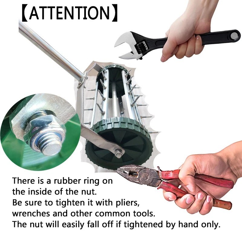 QDXFL 16" Rolling Lawn Aerator Push Tine Spike Soil Lawn