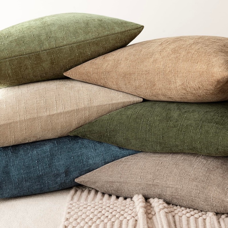 Foindtower Set of 2 Soft Textured Chenille Throw Decorative Pillow