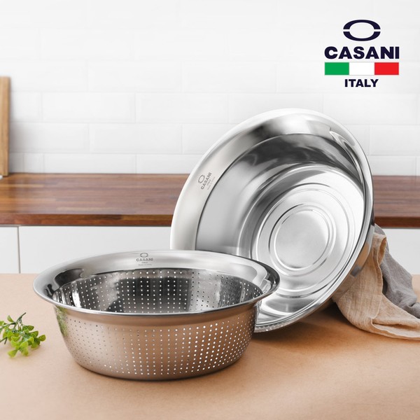 Stainless Steel Perforated Bowl Spoon 2P Mixing Bowl Set /