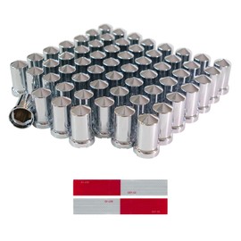 WAITTON 60Pcs Semi Trucks Lug Nut Covers, 33mm Lug Nut Covers Chrome ABS Plastic Anti-Rust Flange Push-on Wheel Nut Caps, Nut Covers for Semi Trucks Trailer