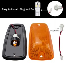 Cab Maker Roof Running Light Cover Base + 5X Amber T10 194 168 5050 LED Light Bulbs for Chevy/GMC C1500 C2500 C3500 K1500 K2500 K3500 1988-2000 Pickup Trucks 264159BK