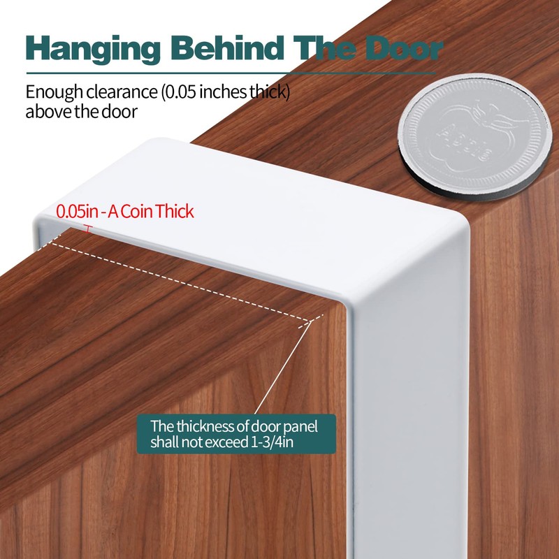 LFSEMINI 1/2/4 Pack Over Door Hook Hanger, Black/White, Long/Short, Heavy-Duty