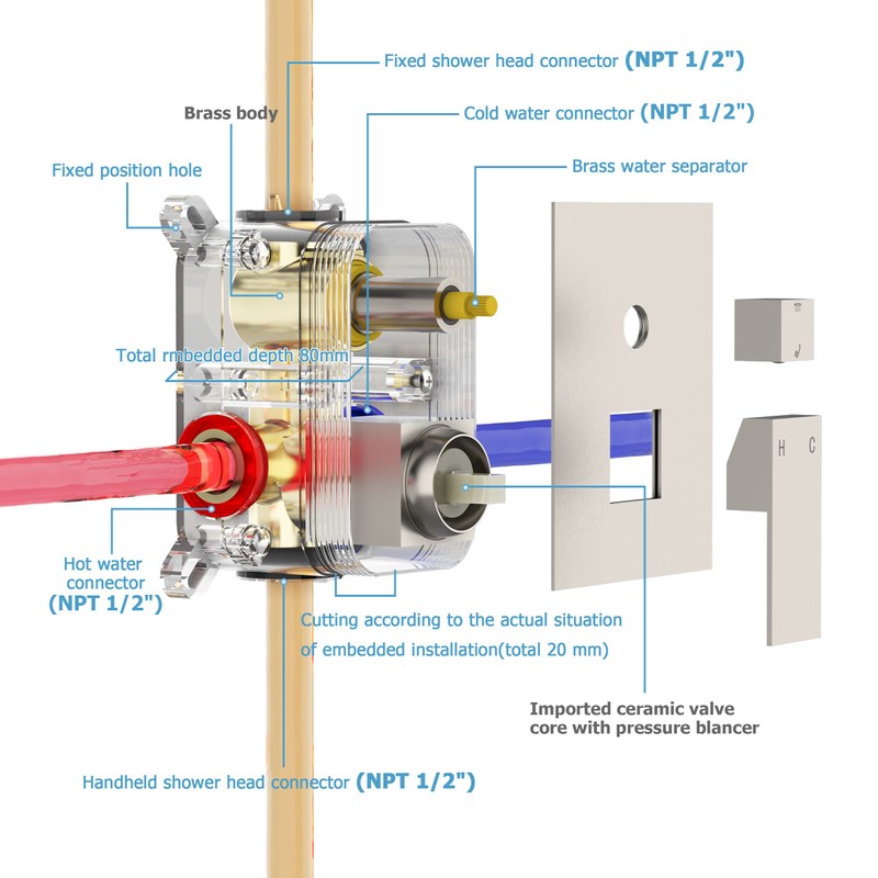 Shower System, Shower Faucet Set for Bathroom with 12 Inch