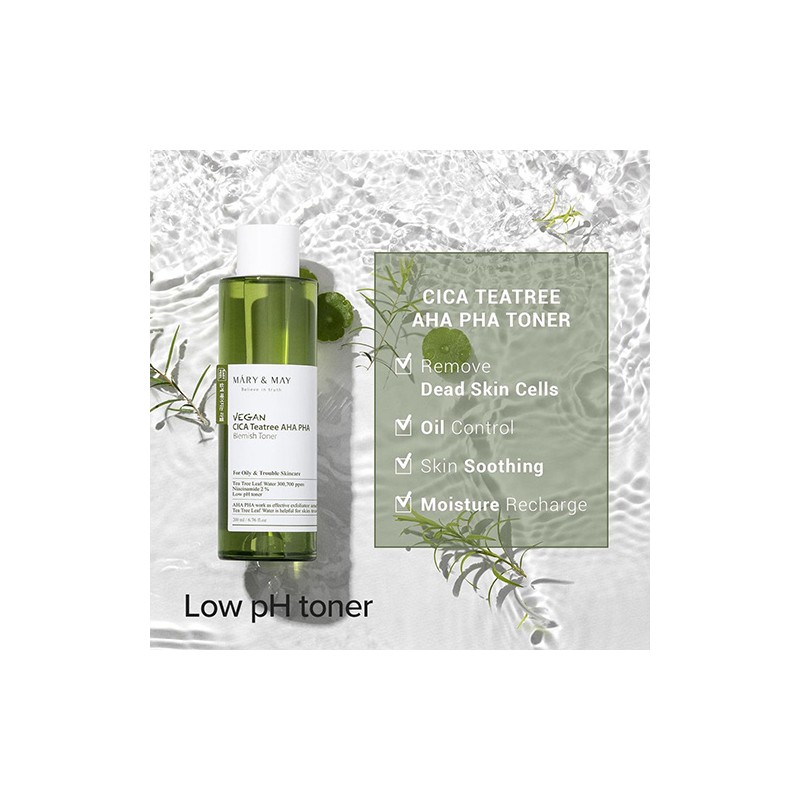 Mary&May [Mary&May]Vegan CICA Tea Tree AHA PHA Blemish Toner 200ml