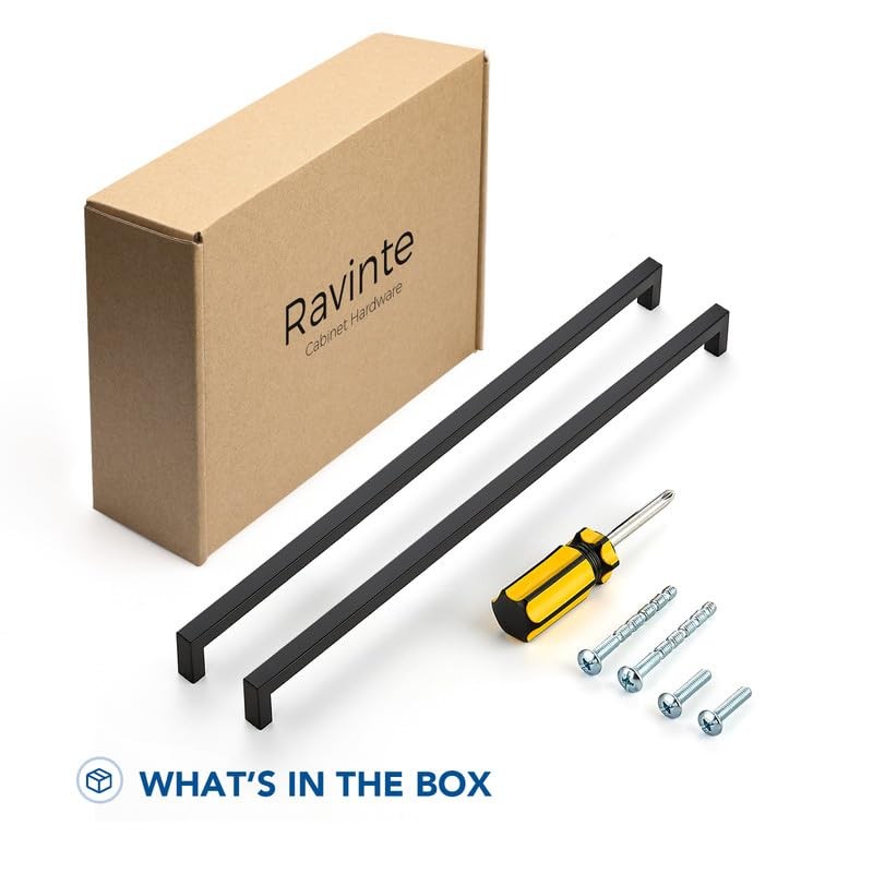 Ravinte 10 Pack Black Cabinet Pulls 18 Inch Square Kitchen