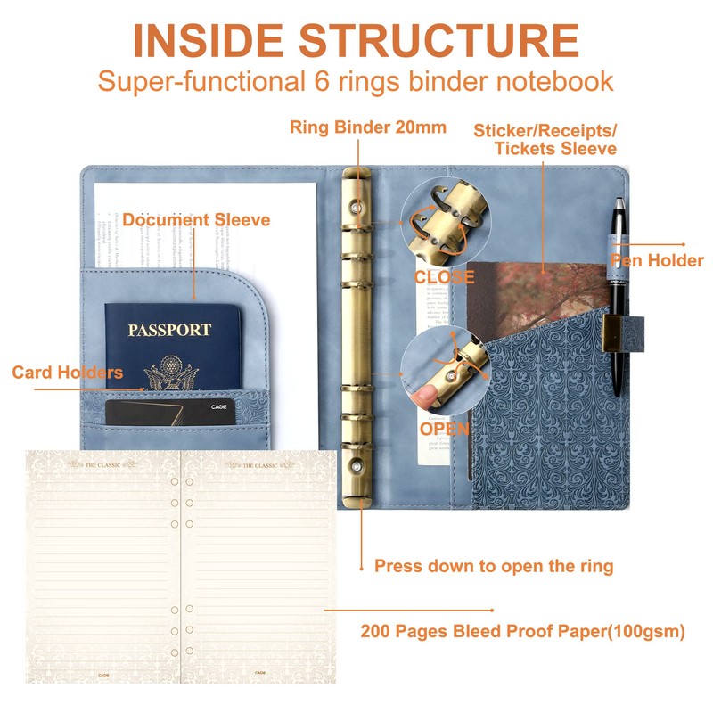CAGIE Locking Journal for Adults Journal with Lock Large Binder