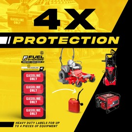 Gasoline Only Sticker, Gas Labels for Fuel Cans, Mowers, Boats, Outdoor Power Equipment - Weather Proof, Extreme Stick, Commercial Grade Labels by Fuel Stickers - USA Made (2x1 inch), 40 Labels