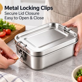 Stainless Steel Lunch Box for Meals & Snacks – Locking Clip Lid in 550 mL or 850 mL for Work, School & Daily Food Storage