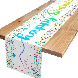 Birthday Table Runner, 35 x 180 cm, Birthday Tablecloth, Colourful Table Runner for Birthday Tablecloth, Children's Birthday, Party Table Decorations for Children
