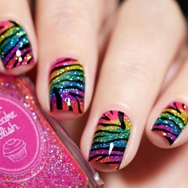 24Pcs Rainbow Glitter Press on Nails Short Square Cheetah Fake Nails False Nails Colorful Leopard Print Design Glue on Nails Full Cover Acrylic Nails Reusable Stick on Nails for Women Girls