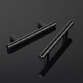 Probrico 15 Pack|3-1/2 Inch Hole Centers Stainless Steel Cabinet Handles Black,Cabinet Pulls Round T Bar Drawer Dresser Pulls, Closet Door Handles Kitchen Furniture Hardware,Total Lenght:6 Inch