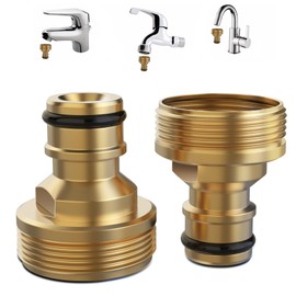 Tap Adaptor, 2 Pieces, Universal Tap Connector for Mixer Tap, Male Thread Hose Adapter, Quick Coupling Garden Hose Connection (Tap Connection Adapter Male Thread)