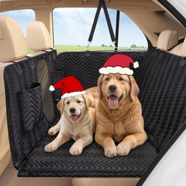 FunniPets Dog Car Seat Cover for Back Seat - Back Seat Extender for Dogs with Hard Bottom and Thick Sponge, Supports 400 lbs, Waterproof Hammock Backseat Protector for Pet, Car, Truck, SUV, Black