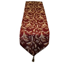 Violet Linen Decorative Luxury Damask Vintage Design Table Runner 13" x 70" Burgundy