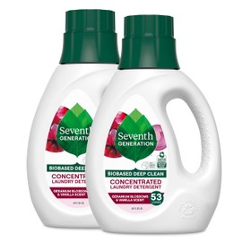 Seventh Generation Concentrated Laundry Detergent, Geranium Blossom & Vanilla, 40 oz, Pack of 2 (106 Loads), 40 Fl Oz (Pack of 2)