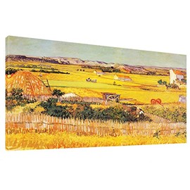 CHENOIL Harvest at La Crau by Vincent Van Gogh Canvas wall Art Famous Paintings Reproduction Classic Pictures for Home Decorations -20"x40"