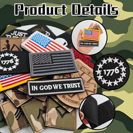 Butie 20 Pieces Tactical Patches with Hook and Loop, Embroidered Military Morale Patch for Backpack, Vest, Hat, Clothes