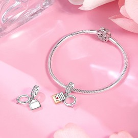 BIZK I Love You More Than Anything Letter Ring 925 Sterling Silver Charms Fits Bracelets and Necklaces Charms for Women for Valentine's Day Mother's Day Fashion Jewelry for Women, Mother and Friend