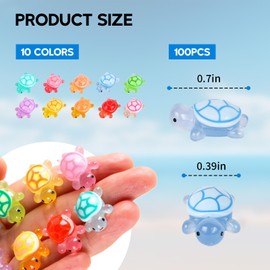 PASDUCHAS 100 PCS Luminous Mini Resin Turtles, 0.39 * 0.7in Tiny Little Turtle Figurines