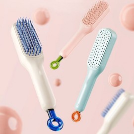 Self-Cleaning Hair Brush Hair Volumizing Paddle Brush DD-12753 White 6ea