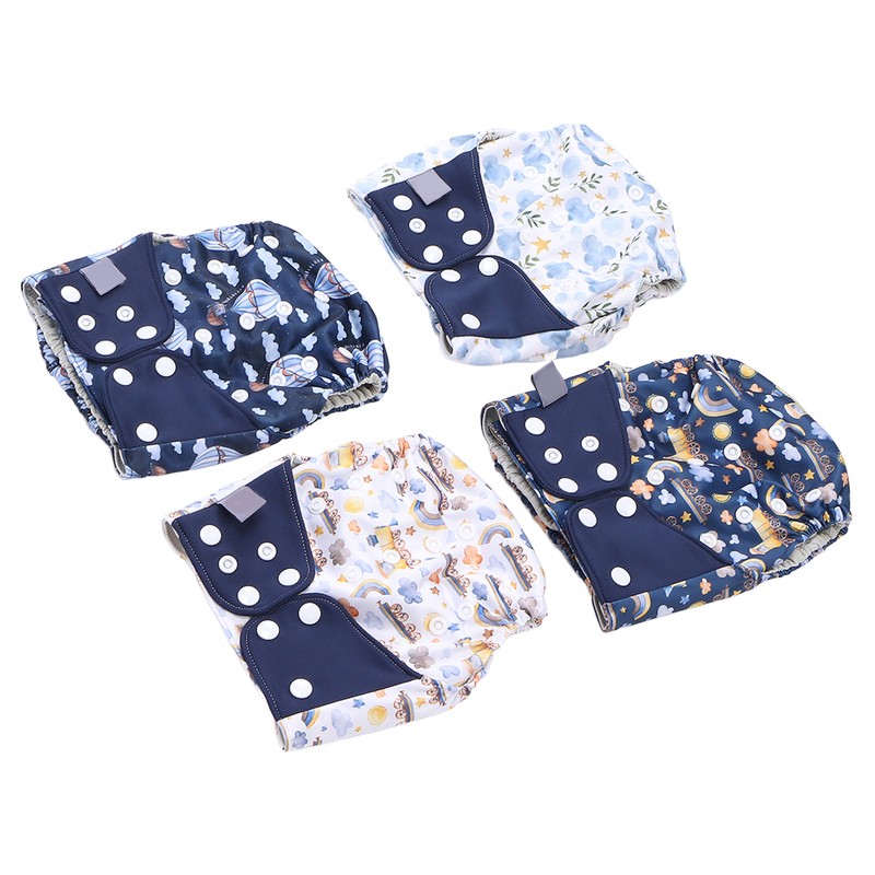 4 Pcs Reusable Cloth Diapers Easy to Set Up Washable