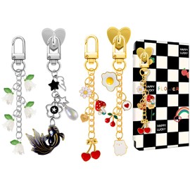 Lestp 6Pcs Charms Chain for Kindle Accessories Charm Cute Phone Charm Chains Gold Silver Decorating Accessories for Kindle E-readers Keychain Ereader Accessory Gift for Women Men Readers Booklovers