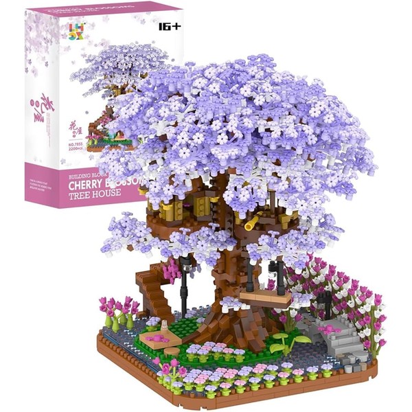 FULHOLPE Sakura Tree Building Blocks Kit, 2200+ Clamping Blocks, Modular