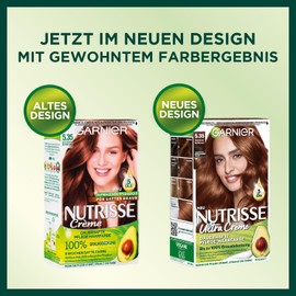 Garnier Nutrisse Permanent Care Hair Colour with Nourishing Fruit Oils, Colouration with 8 Weeks Hold, Ultra Cream Tint, 5.35 Golden End, Fawn Brown, Pack of 3