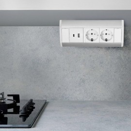 Aluminium Power Strip 2-Way I USB-A USB-C I White/Silver