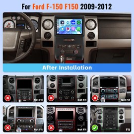 4+64GB Car Radio for Ford F-150 F150 2009 2010 2011 2012 with Wireless CarPlay Android Auto, 9 Inch Android 15 Touchscreen for F150 Car Stereo with Bluetooth 5.0, FM/RDS, 32EQ, GPS, WiFi, UI