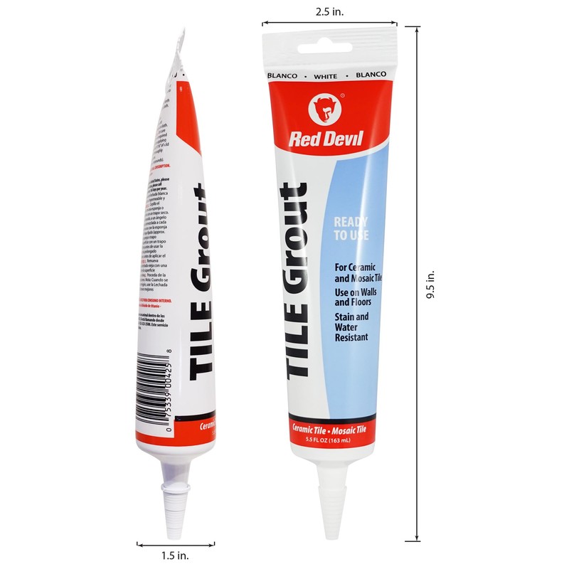 Red Devil 0425 Pre-Mixed Tile Grout Squeeze Tube, 5.5 oz.,