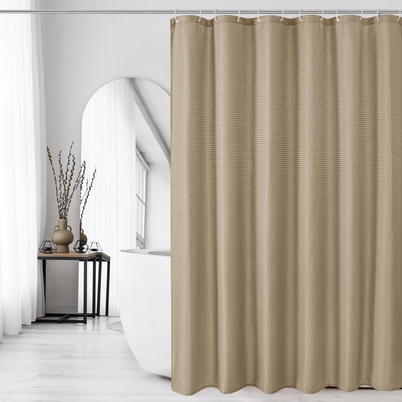 Gibelle Extra Long Shower Curtain 72 x 84, Tall Waffle