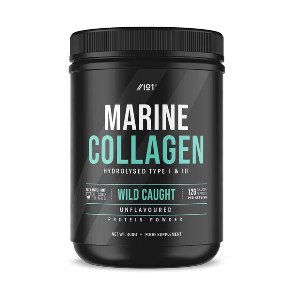 Marine Collagen Powder Supplement - Wild-Caught Canadian Marine Collagen - Unflavoured - Types 1 & 3 Collagen Peptides - Hydrolysed Deep Ocean Canadian Source. Non GMO, Gluten Free, Halal. 400g