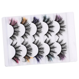 Baluue 5pairs Colorful Curly Fake Eyelashes Soft Volume Lashes for All Eye Shapes for Beginners and Makeup Lovers Comfortable and Reusable False Lashes