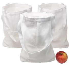 12 bolsas de lona blancas medianas en blanco, a granel, proyecto de arte y manualidades, Blanco, M
