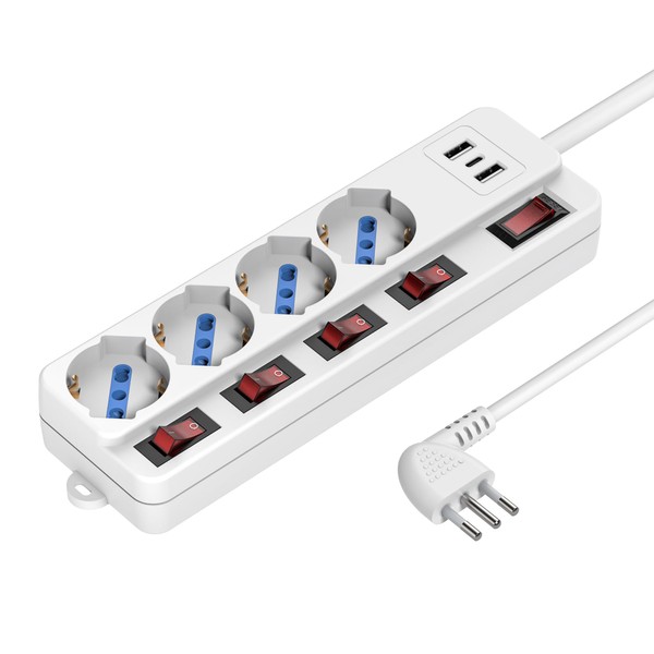 Mscien Steckdosenleiste mit USB, 4 Mehrfachsteckdosen für den Schreibtisch mit