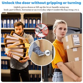 ANNFUZ Privacy Round Push Button One-Touch Locking Interior Door Handle Without Key,Non-Handed Opening, Reversible Left Right Door Konb, ADA-Compliant,Keyless Lever Door Lock for Bathroom,Bedroom