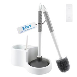 5PCS Cepillo para Baño con Base, Cepillo para Hendiduras y Pinza para Pelo