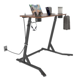 OrigoDeco Indoor Cycling Desk, Adjustable Standing Desk for Walking Pad, Bike Trainer Desk with Power Socket, for Indoor Cycling Treadmill & Office Use, Exercise While Working or Watching TV