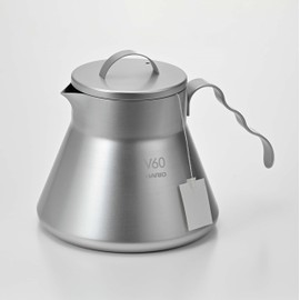 HARIO O-VCSM-50-HSV V60 Metal Coffee Server, 16.9 fl oz (500 ml), Silver, Made in China