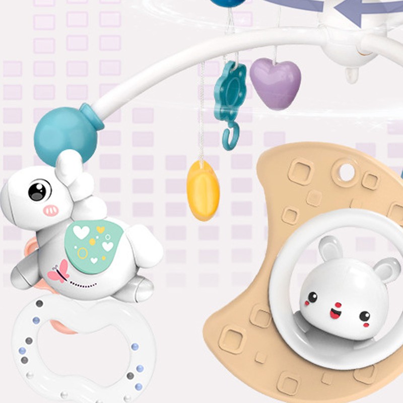 Hanging Rotating Rattles Remote Control Baby Musical Crib Mobile Projector