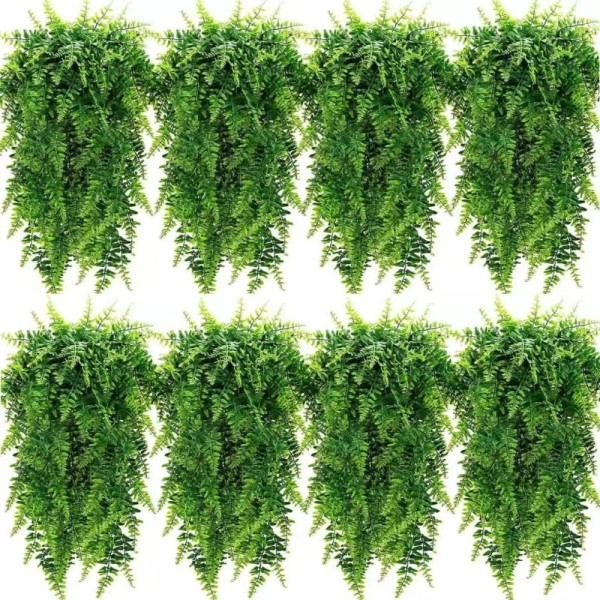 Quanfairy 8Pcs Artificial Boston Fern Plant Fake Hanging Trailing Foliage